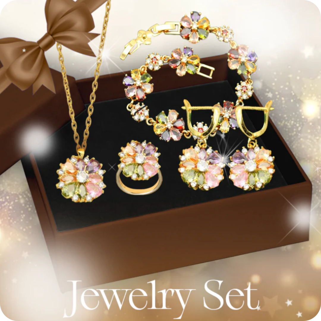 Zircon Gold Female Jewelry: Limited Edition Golden Harmony Jewelry Set – 65% OFF