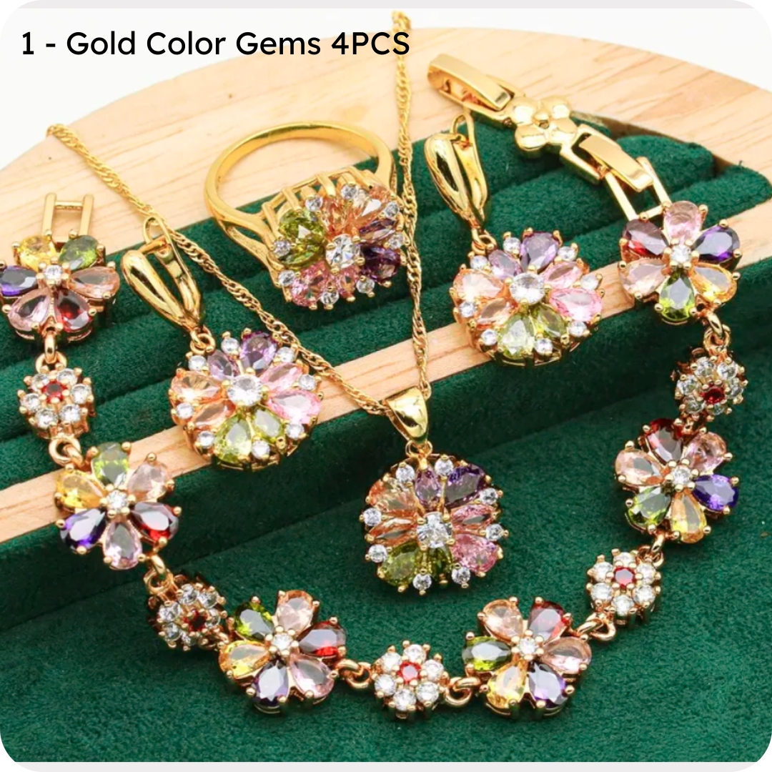 Zircon Gold Female Jewelry: Limited Edition Golden Harmony Jewelry Set – 65% OFF